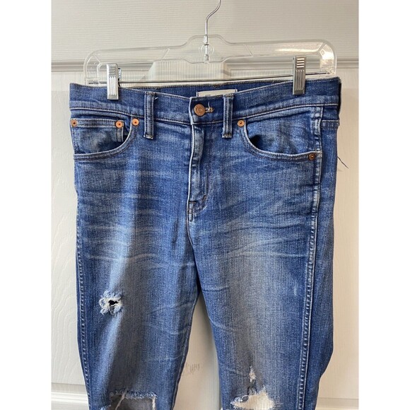 Madewell Womens High Riser Size 28 Skinny Thrashed Distressed Denim Jeans - Picture 3 of 12
